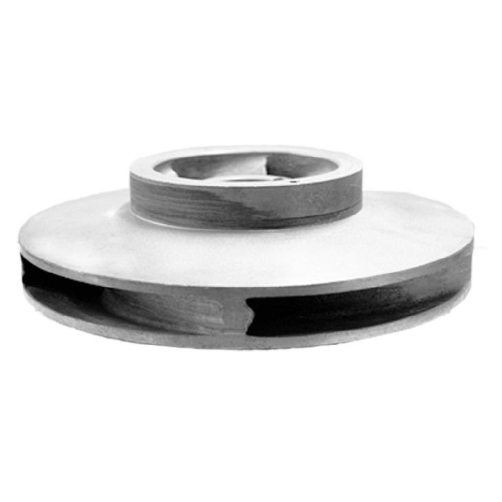 Closed Pump impeller shown unmounted from the side to show both sides of the vanes enclosed.